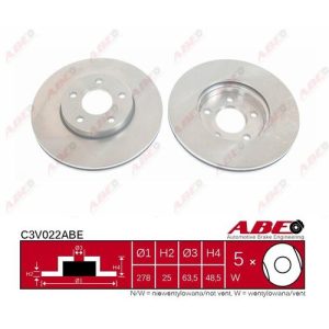 VOLVO ALKATRÉSZ : 274509-31262718-31362411 - Féktárcsa első (278 mm)