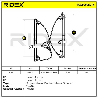 RIDEX Ablakemelő szerkezet - 1561W0413 - Image 2