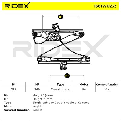 RIDEX Ablakemelő szerkezet - 1561W0233 - Image 2