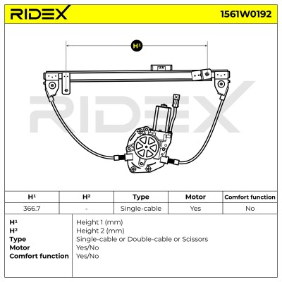 RIDEX Ablakemelő szerkezet - 1561W0192 - Image 2