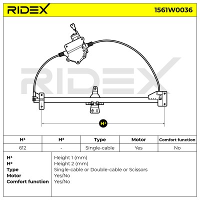 RIDEX Ablakemelő szerkezet - 1561W0036 - Image 2