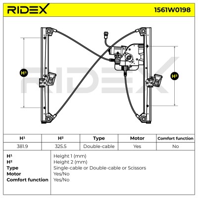 RIDEX Ablakemelő szerkezet - 1561W0198 - Image 2