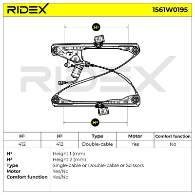 RIDEX Ablakemelő szerkezet - 1561W0195 - Image 2