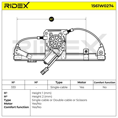 RIDEX Ablakemelő szerkezet - 1561W0274 - Image 5