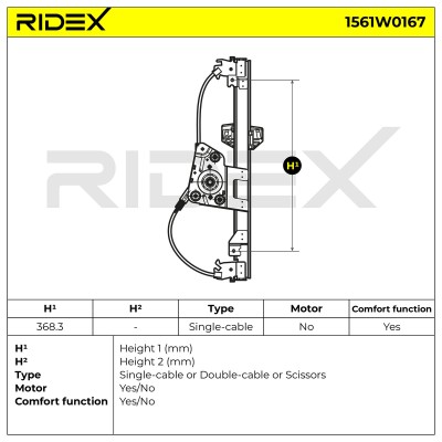 RIDEX Ablakemelő szerkezet - 1561W0167 - Image 5