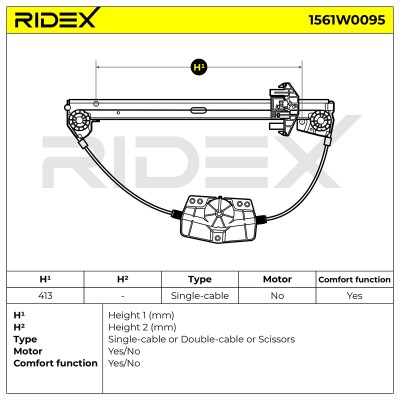 RIDEX Ablakemelő szerkezet - 1561W0095 - Image 5