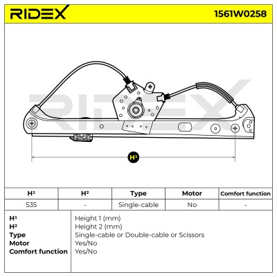 RIDEX Ablakemelő szerkezet - 1561W0258 - Image 6