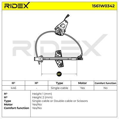 RIDEX Ablakemelő szerkezet - 1561W0342 - Image 7