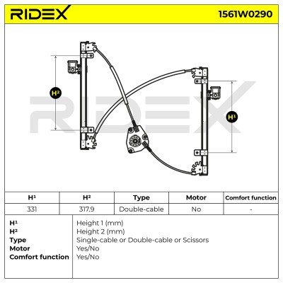 RIDEX Ablakemelő szerkezet - 1561W0290 - Image 7