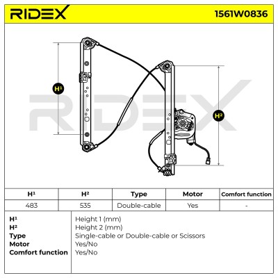 RIDEX Ablakemelő szerkezet - 1561W0836 - Image 6