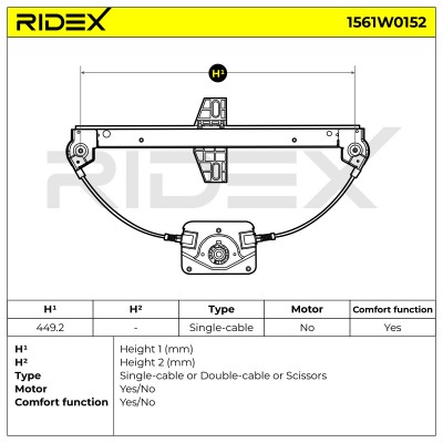 RIDEX Ablakemelő szerkezet - 1561W0152 - Image 7