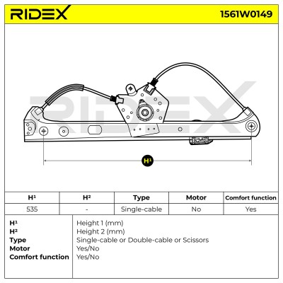 RIDEX Ablakemelő szerkezet - 1561W0149 - Image 7