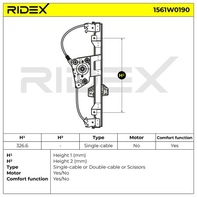 RIDEX Ablakemelő szerkezet - 1561W0190 - Image 6