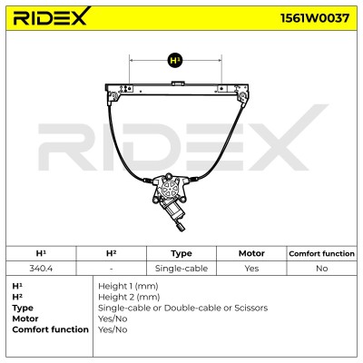 RIDEX Ablakemelő szerkezet - 1561W0037 - Image 7