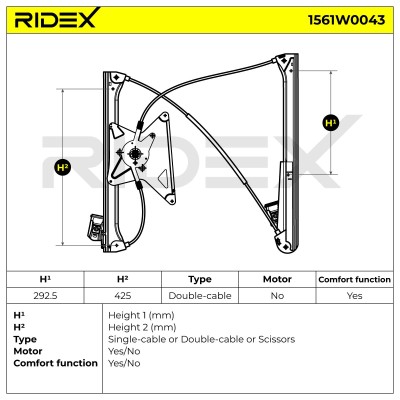 RIDEX Ablakemelő szerkezet - 1561W0043 - Image 6