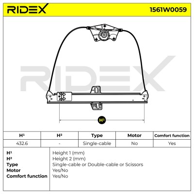 RIDEX Ablakemelő szerkezet - 1561W0059 - Image 9